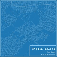 Fototapeta premium Blueprint US city map of Staten Island, New York.
