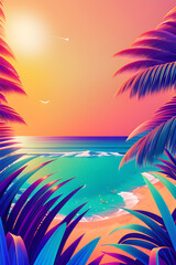 Fototapeta na wymiar Tropical sunset background. Generative AI