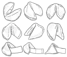 fortune cookie. vector hand drawn illustration