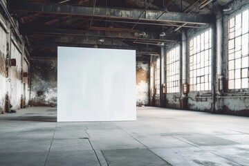 white blank canvas on the warehouse