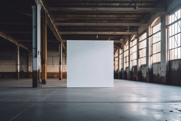 big white blank canvas on the ware house, mockup canvas