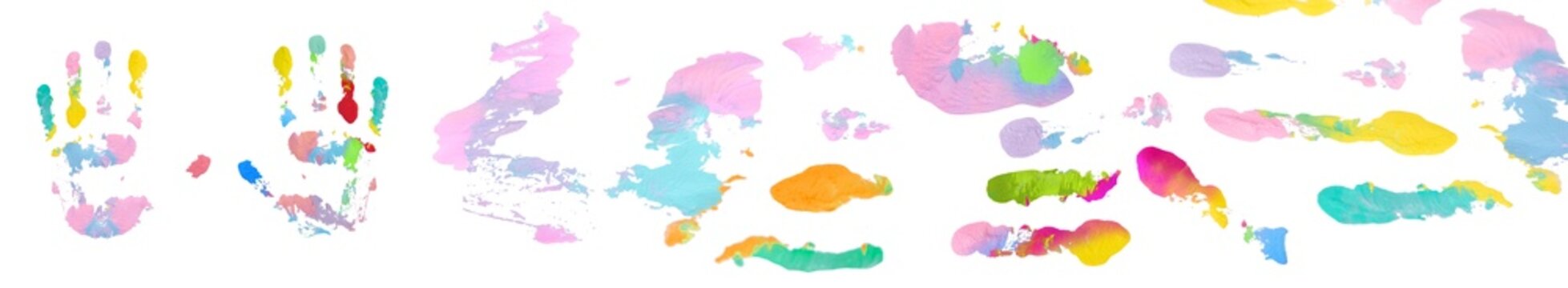 Finger paint. Hand prints in paint  isolated on transparent background png. multicolored paint prints