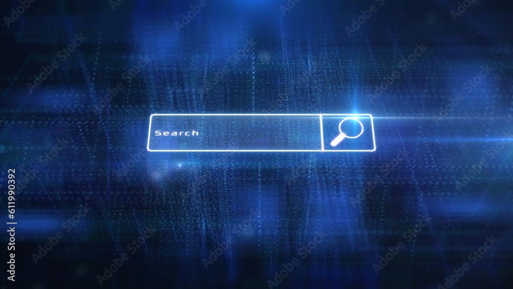 Poster AI technology power search engine button optimization. Digital data command prompt for article automatic generator illustration concept.