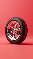 Car wheel single color background side view