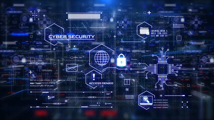 Cyber security digital data security for business, computer, network illustration. Icon of privacy protection background.