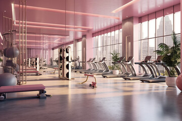 Gym interior design, super photo realistic, generative ai background