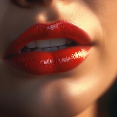 Obraz premium beautiful female lips close-up, beauty injections,natural beauty,generative ai