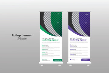 Creative business agency roll up banner design or pull up banner template