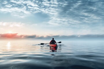 An Individual Engaging in Kayaking on Unbounded Waters, Generated Ai