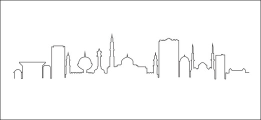 Fototapeta premium Continuous line drawing of Oman skyline vector illustration