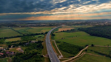 Panorama Wrocławia, wieś, autostrada - obrazy, fototapety, plakaty