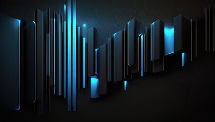 hd blue light abstract line backgrounds, in the style of sculptural reliefs, cityscape, black background, wallpaper