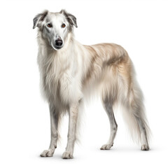 Fototapeta premium Borzoi dog isolated in a white background, ai generative