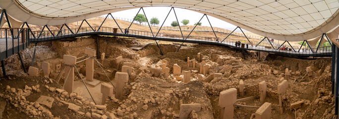 Panoramic view of Gobeklitepe is an archaeological site. Gobeklitepe The Oldest Temple of the World © Erman Gunes