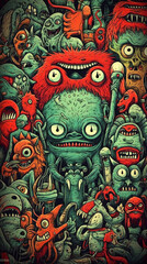 Obraz premium doodle art style with monster