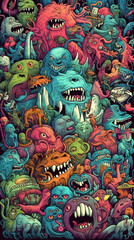 Obraz premium doodle art style with monster