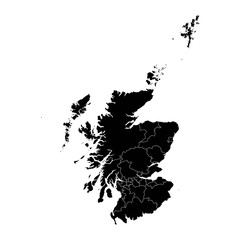 Scotland map with council areas. Vector illustration.