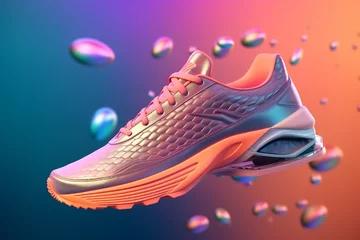Fotobehang Sport shoes, super photo realistic background, generative ai illustration © Anna