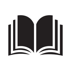 vector open book icon and illustration. reading black icon