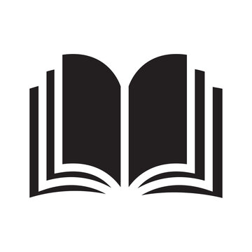 vector open book icon and illustration. reading black icon