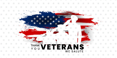 Veterans day poster. Veteran's day illustration with american flag, 11th November, Vector illustration