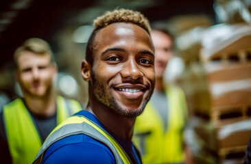 A factory worker wearing high viz, emphasizing safety and efficiency in the industrial environment while showcasing the expertise of the manufacturing industry and its dedicated workers. Generative AI