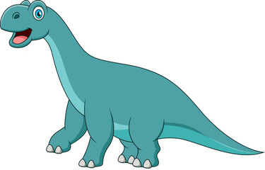 Cute brontosaurus cartoon smiling. Cute dinosaur cartoon illustration