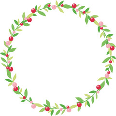 Fototapeta na wymiar Bunch of leaves with berry wreath illustration for decoration on Christmas holiday and spring seasonal.