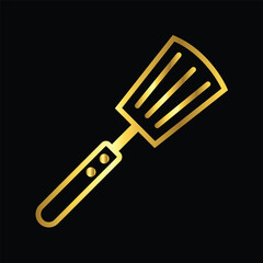 gold spatula, icon, vector, illustration, design, template, flat, style