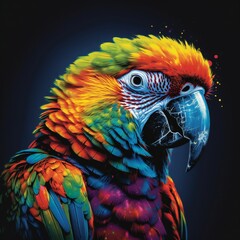 Colorful Parrot pop art style illustration. generative ai