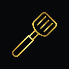 gold spatula, icon, vector, illustration, design, template, flat, style