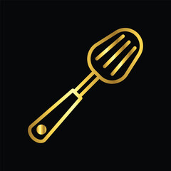 gold spatula, icon, vector, illustration, design, template, flat, style