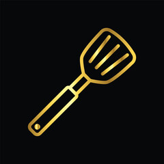 gold spatula, icon, vector, illustration, design, template, flat, style