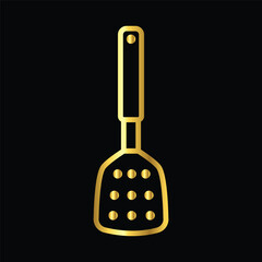 gold spatula, icon, vector, illustration, design, template, flat, style