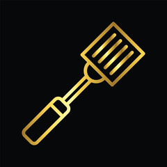 gold spatula, icon, vector, illustration, design, template, flat, style