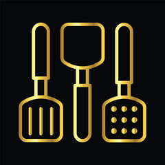 gold spatula, icon, vector, illustration, design, template, flat, style