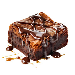 Gorgeous chocolate brownie isolated on transparent background, dark chocolate brownie, generative ai