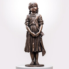 Fototapeta na wymiar A bronze statue of a young girl stands atop a pedestal, arms outstretched in a pose of power and strength. - generative ai\n