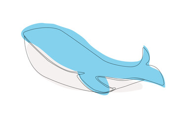 Hand drawn style illustration vector whale
continuous line,  marine animal, simple line.