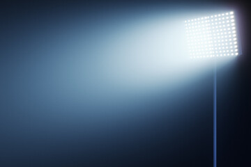 Glowing stadium light on blue foggy background. 3D Rendering © Who is Danny