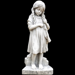 A girl child stands tall, carved from marble - generative ai.