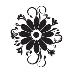Floral Floral Collection. flower drawings. Black and white with line art on white backgrounds