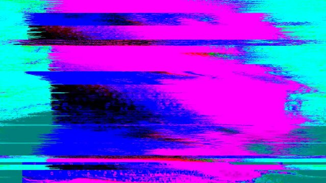 Glitched abstract background with a digital signal error and collapsing data. Element of design. Dancefloor musical abstract background. Vj loop club animation. Motion graphic design.