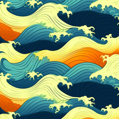 Fototapeta na wymiar Pattern with waves retro and vintage feel background