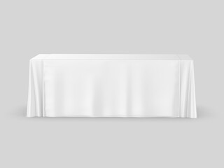 Trade show exhibition advertising table runner adjustable cloth Banner or Table cover. 3d render illustration.	
