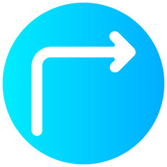 curved right arrow round vector icon