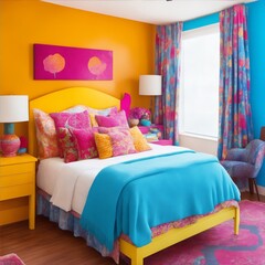 Radiant Haven: A Burst of Colors and Quirky Furniture in the Bedroom