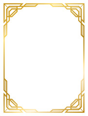  Art Deco gold frame vintage frame line geometric wedding label card frame png transparent background