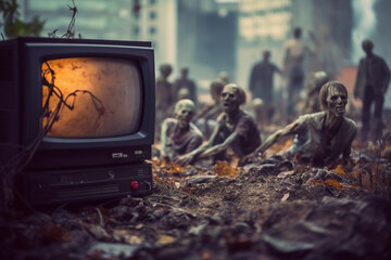 Zombie watching a television