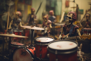 Fototapeta na wymiar zombie drummer in a parade